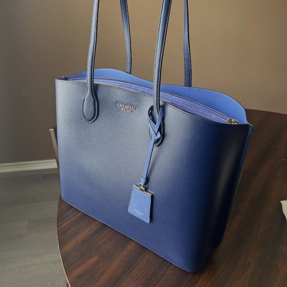 Kate Spade Suite Large Work Tote Parisian Navy Leather - Picture 2 of 13